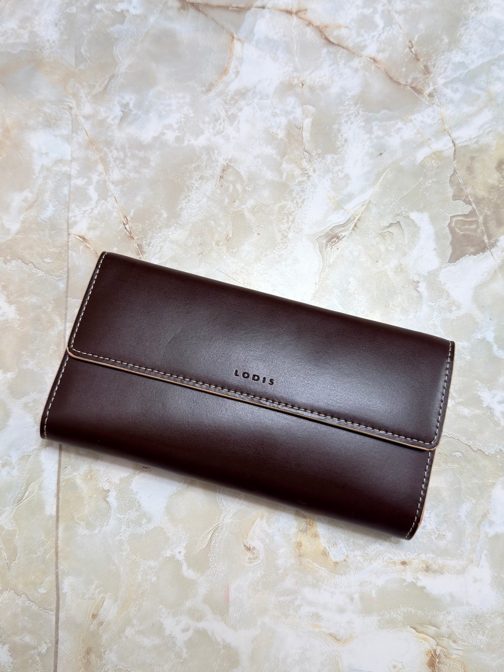 Lodis Chocolate Brown Leather Clutch Wallet